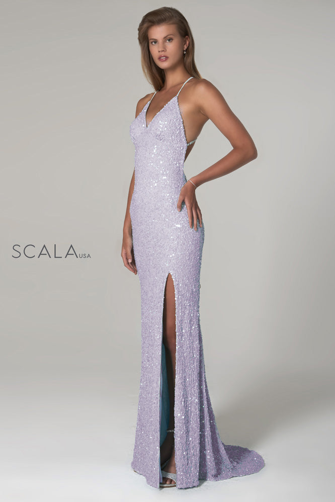 Scala 48938 lavender sequins prom dress ...